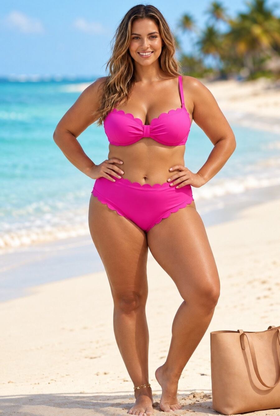 ◇108 MSRP $40 NWT SOUQFONE SCALLOPED TWO PIECE BIKINI SET ♡SIZE 2XL♡
